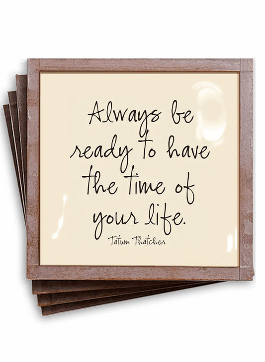 BEN'S GARDEN Always Be Ready Copper & Glass Coasters Set of 4 available at The Good Life Boutique