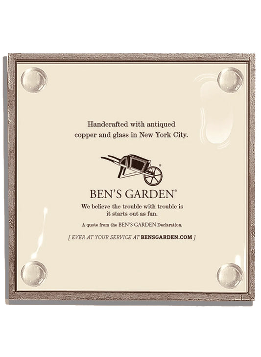 BEN'S GARDEN Always Be Ready Copper & Glass Coasters Set of 4 available at The Good Life Boutique