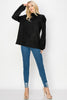 Allie Suede Top With Ribbed Knit - Black