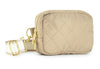 Haute Shore LTD Amy Belt Bag - Amy Buff - Beige Quilted Nylon/White and Beige Stripped Strap available at The Good Life Boutique