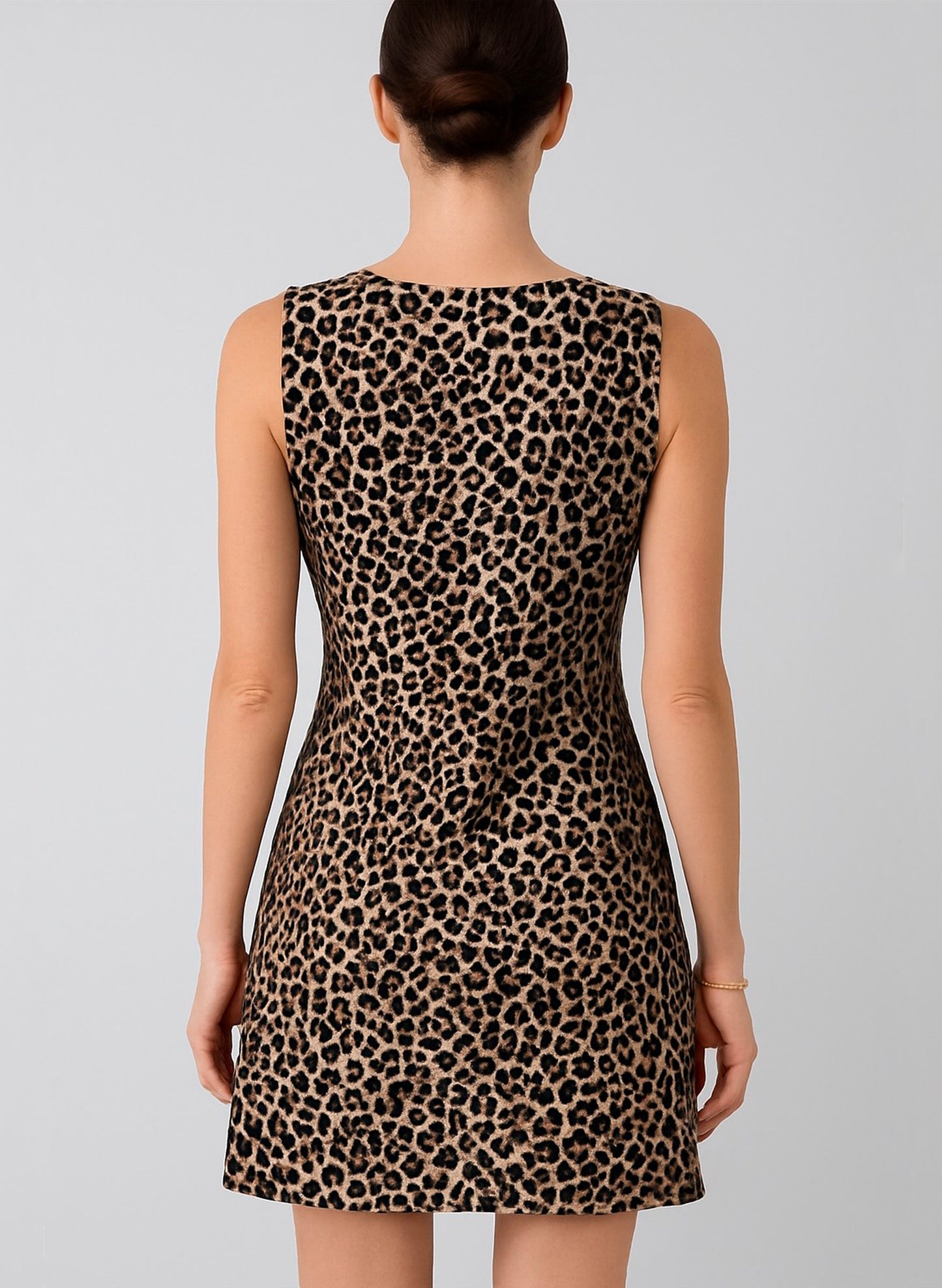 Animal Print Cowl Neck Fit&Flare Dress - Taupe Combo