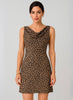 Animal Print Cowl Neck Fit&Flare Dress - Taupe Combo