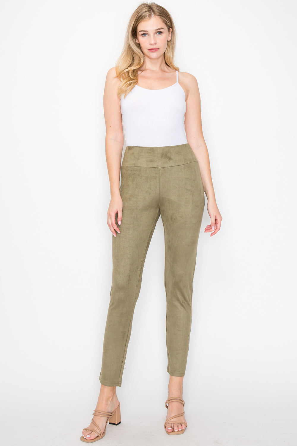 Annelise Stretch Suede Pant - Olive