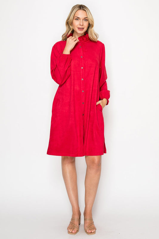 Anthony Suede Dress - Red