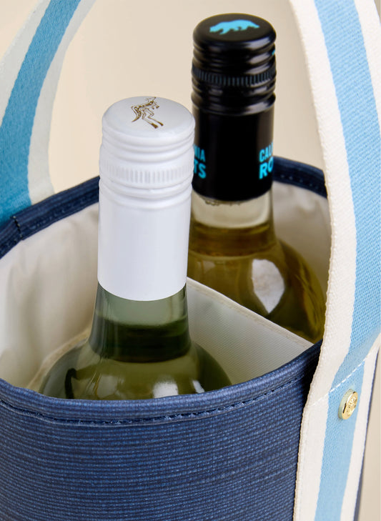 Armada Double Wine Caddy Navy Blue Stripe