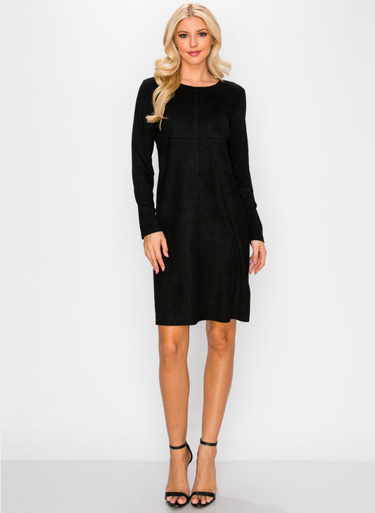 Aurora Round Neck Dress With Pockets - Black