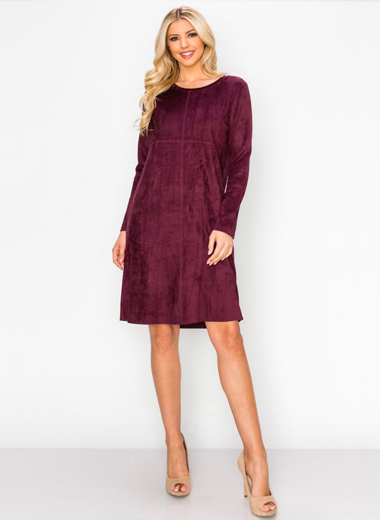 Aurora Round Neck Dress With Pockets - Mulberry