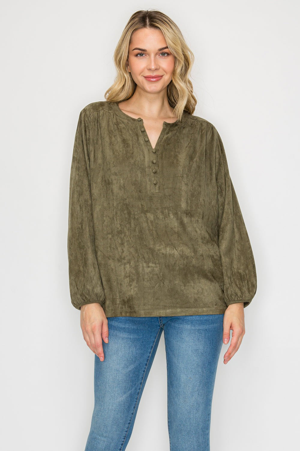 Austin Suede Top - Olive