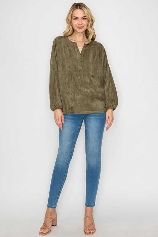 Austin Suede Top - Olive