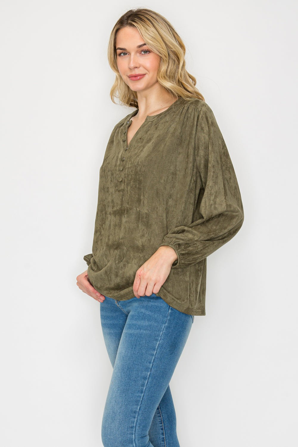 Austin Suede Top - Olive