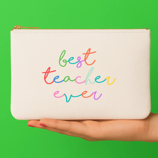 Best Teacher Ever Script Bag Pouch