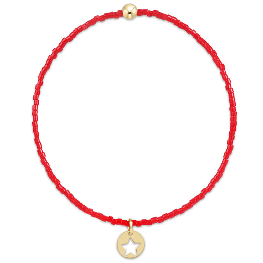 enewton design Enewton - Hope Classic Bracelet - Bright Red - Star Small Gold Disc available at The Good Life Boutique