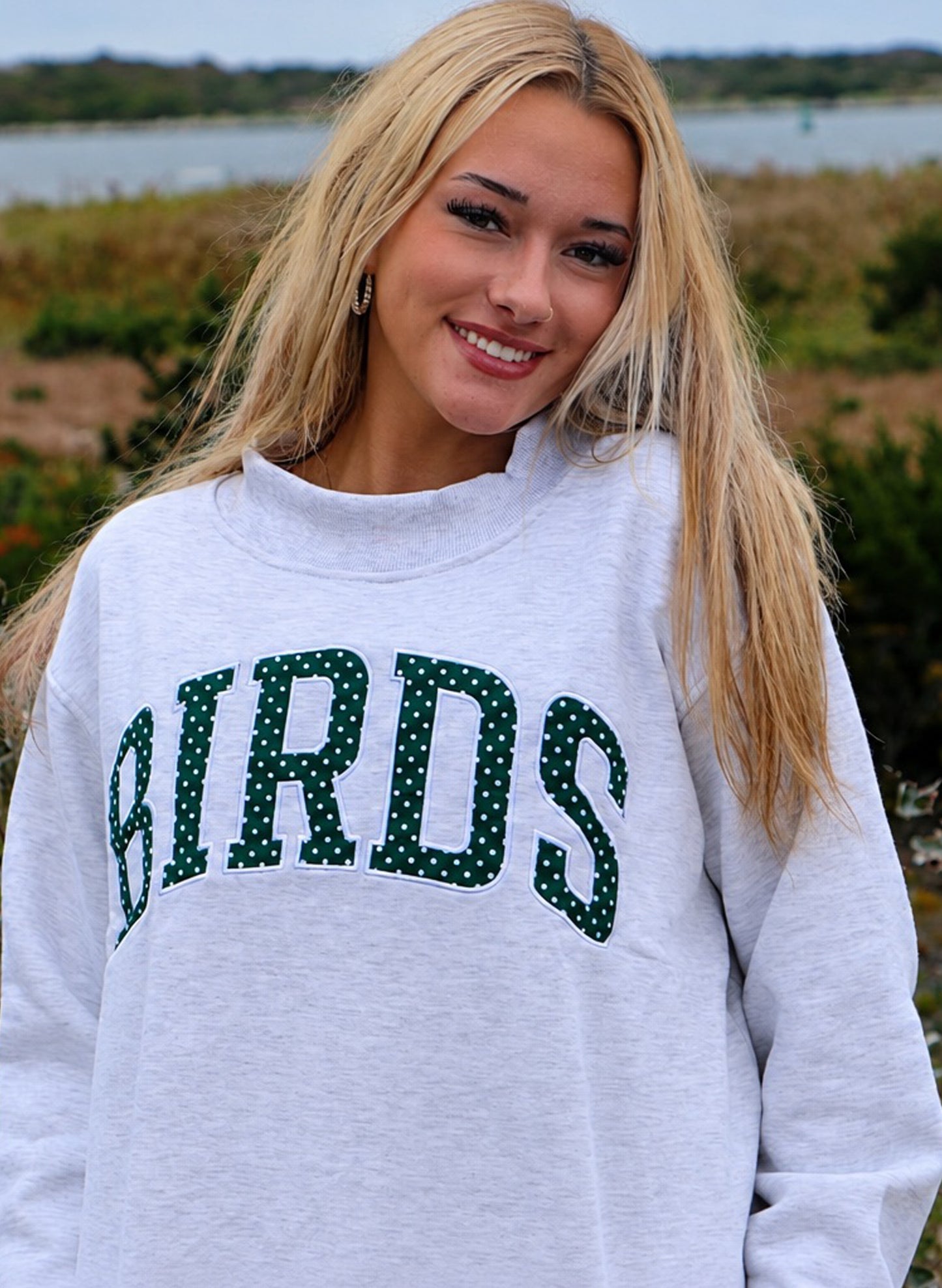 Polka Dot BIRDS Mockneck