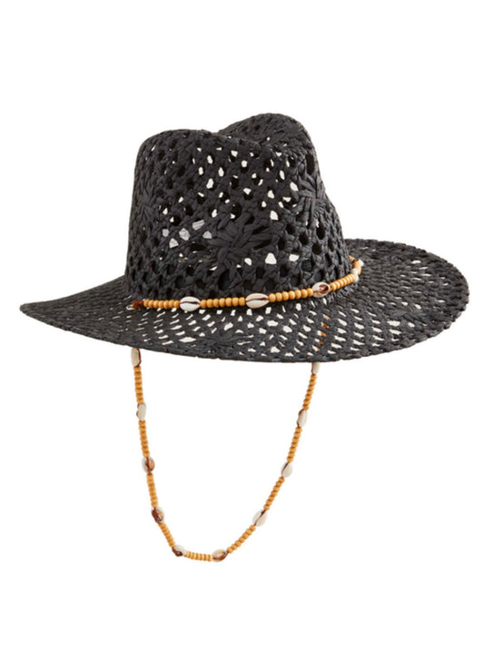 Mud Pie Crochet Fedora - Black available at The Good Life Boutique