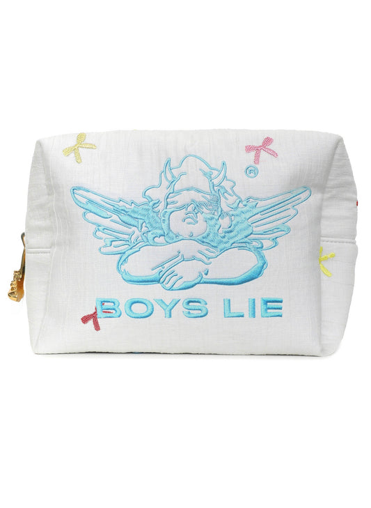 Boys Lie Boys Lie - Bows Rule Boys Drool Pouch - White available at The Good Life Boutique