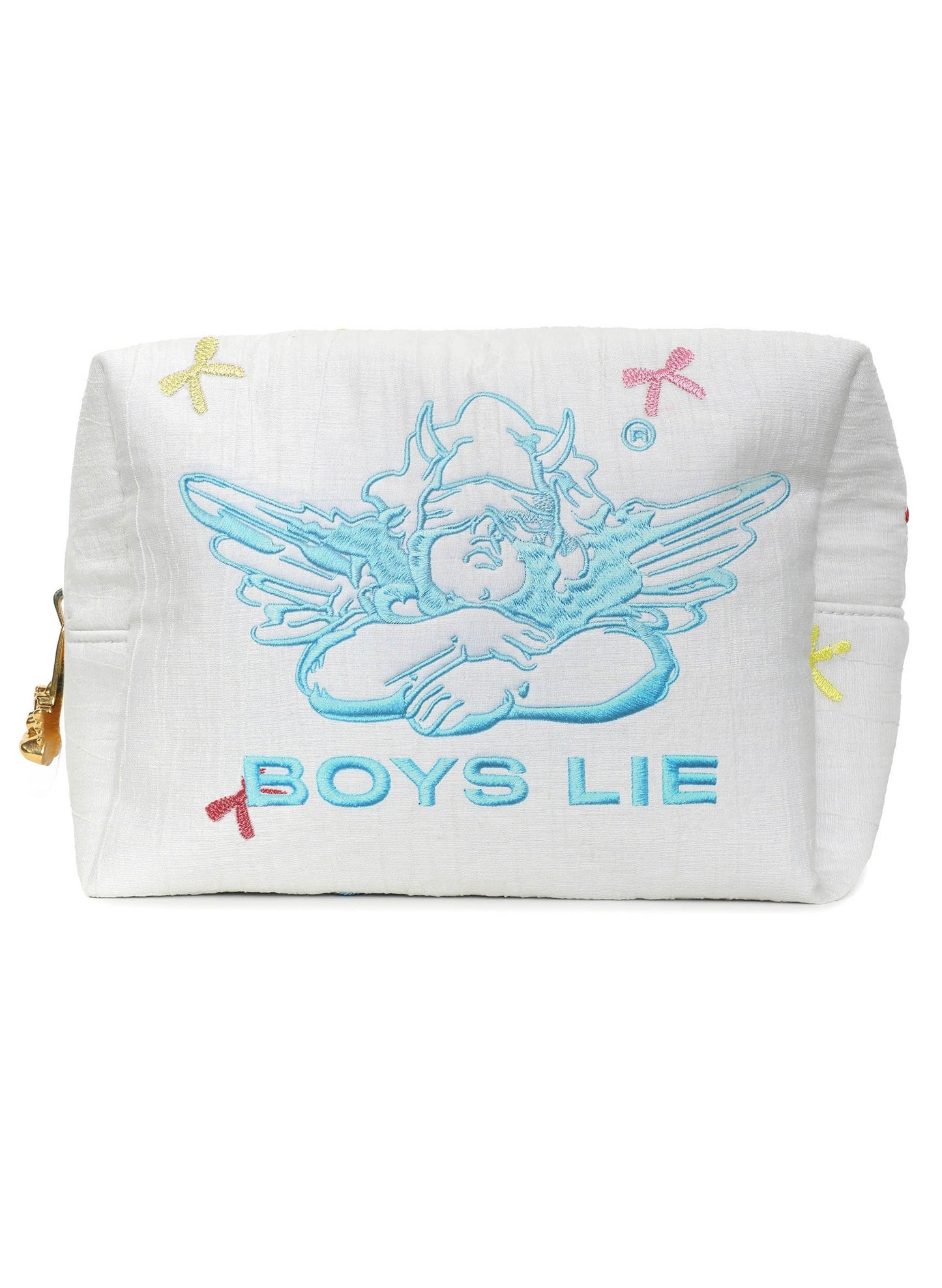Boys Lie Boys Lie - Bows Rule Boys Drool Pouch - White available at The Good Life Boutique