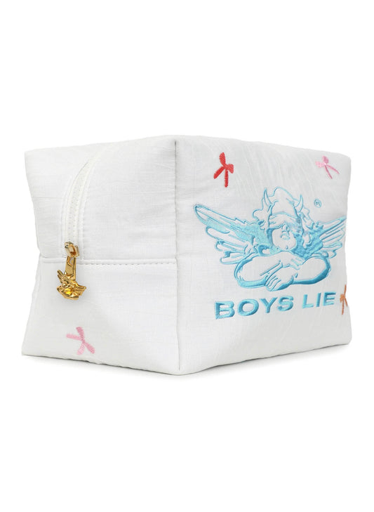 Boys Lie Boys Lie - Bows Rule Boys Drool Pouch - White available at The Good Life Boutique