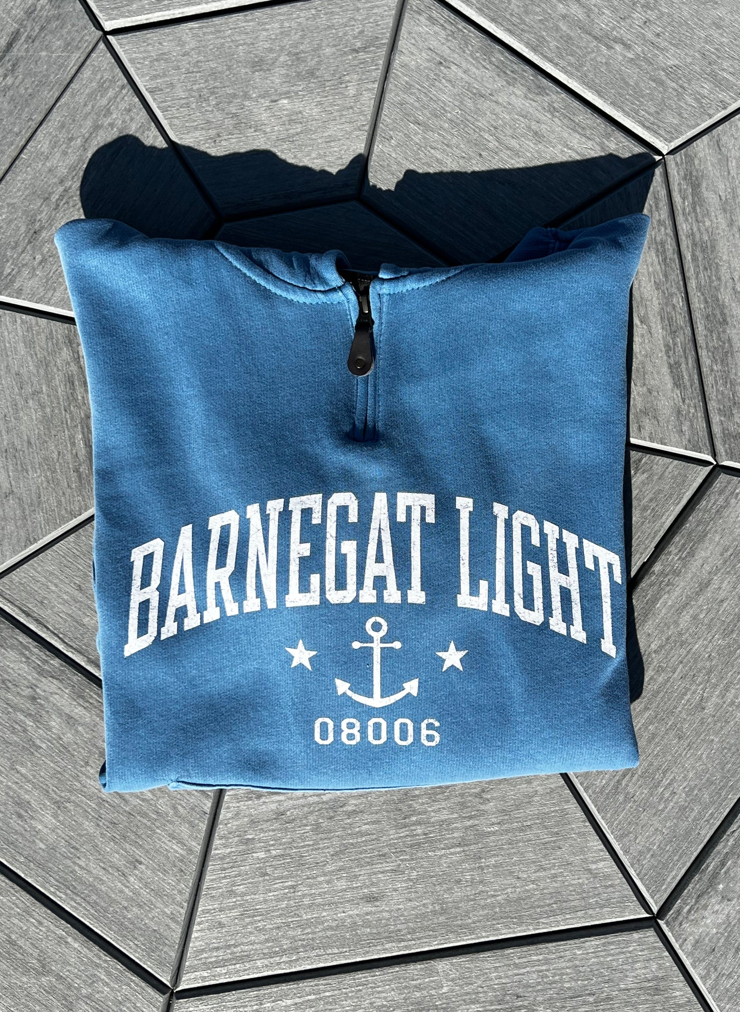 Barnegat Light Hooded Minizip Sweatshirt - Washed Denim