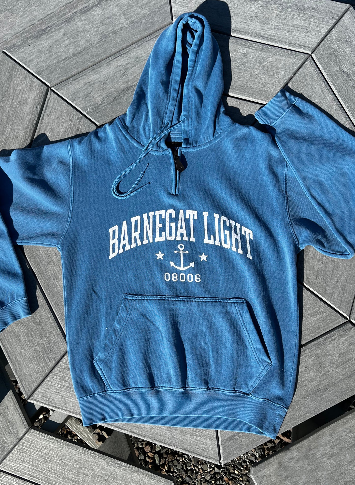 Barnegat Light Hooded Minizip Sweatshirt - Washed Denim