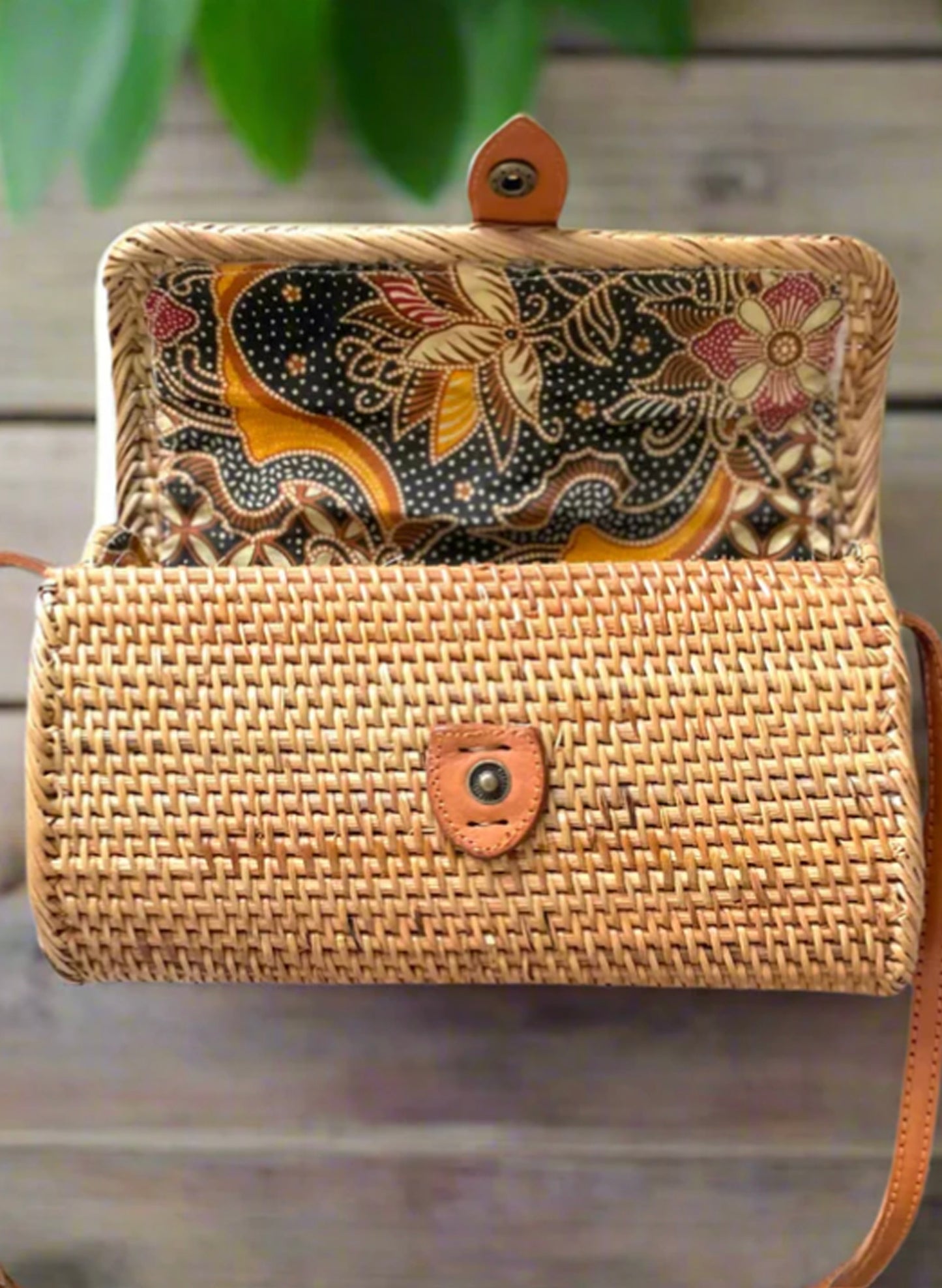 Suzie Blue Canada Barrel Rattan Purse - Natural available at The Good Life Boutique