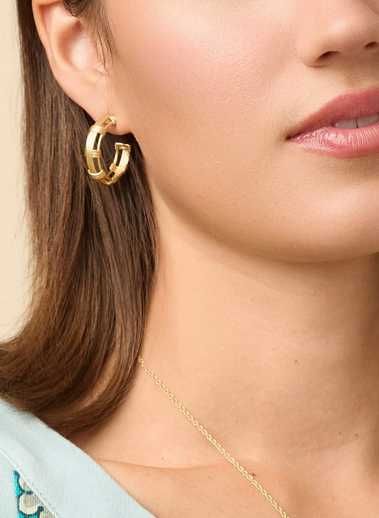 Basket Weave Hoop Earrings Gold