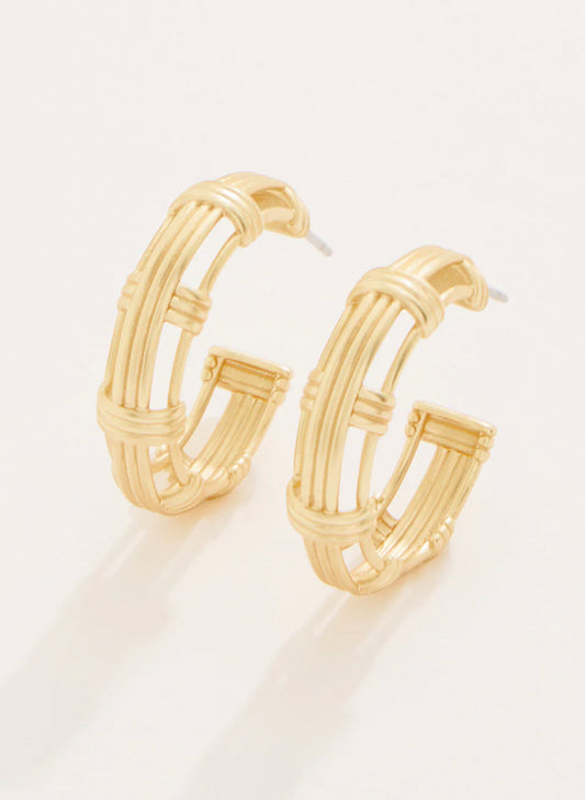 Basket Weave Hoop Earrings Gold