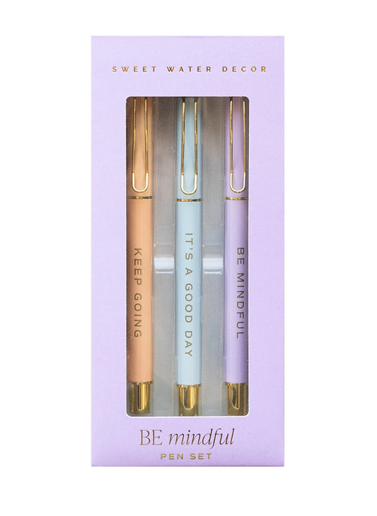 Sweet Water Decor Be Mindful Metal Pen Set available at The Good Life Boutique