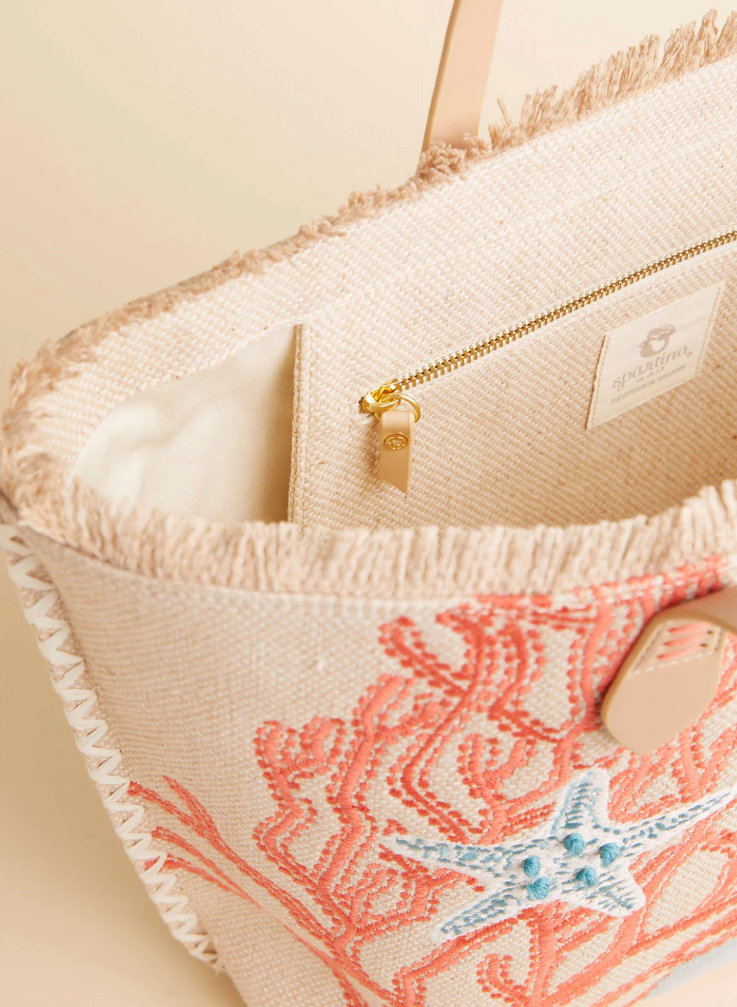 Spartina Beach Tote Ogeechee Sea Life Coral available at The Good Life Boutique