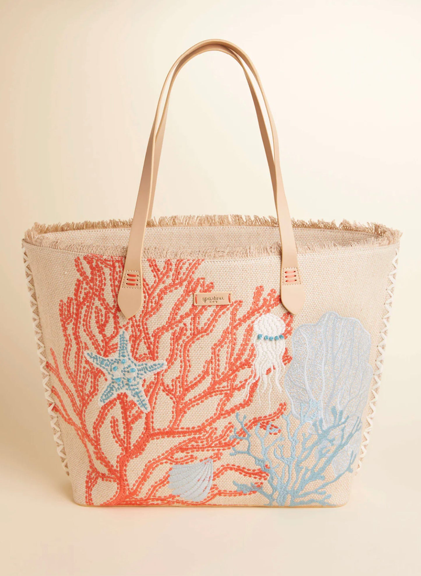 Spartina Beach Tote Ogeechee Sea Life Coral available at The Good Life Boutique