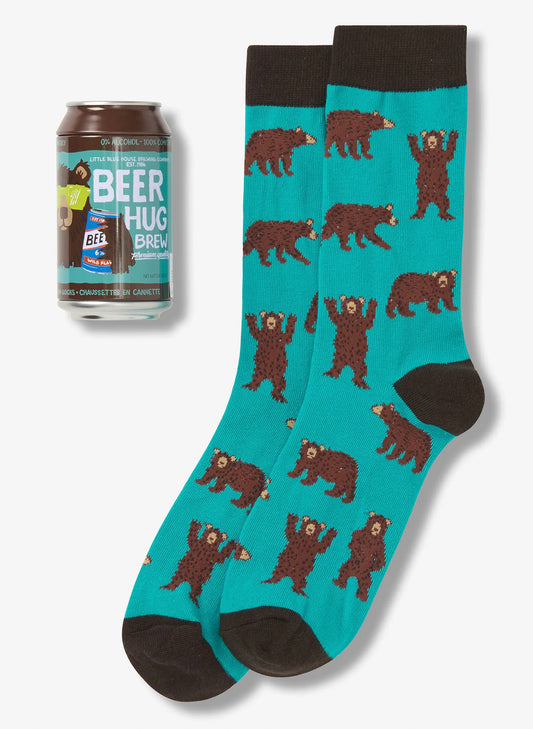 Bear Hug Beer Can Sock - Deep Aqua