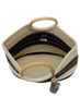 Joy Accessories Black+Brown Striped Teagan Wood Handle Jute Tote w/Tassel available at The Good Life Boutique