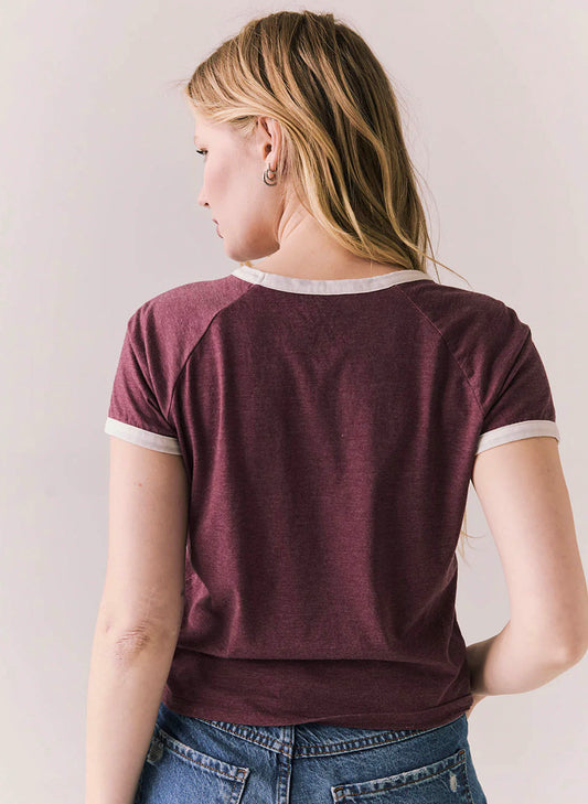 Chaser Chaser J'adore Vinyl - Vintage Jersey Ash Tee - Fig available at The Good Life Boutique