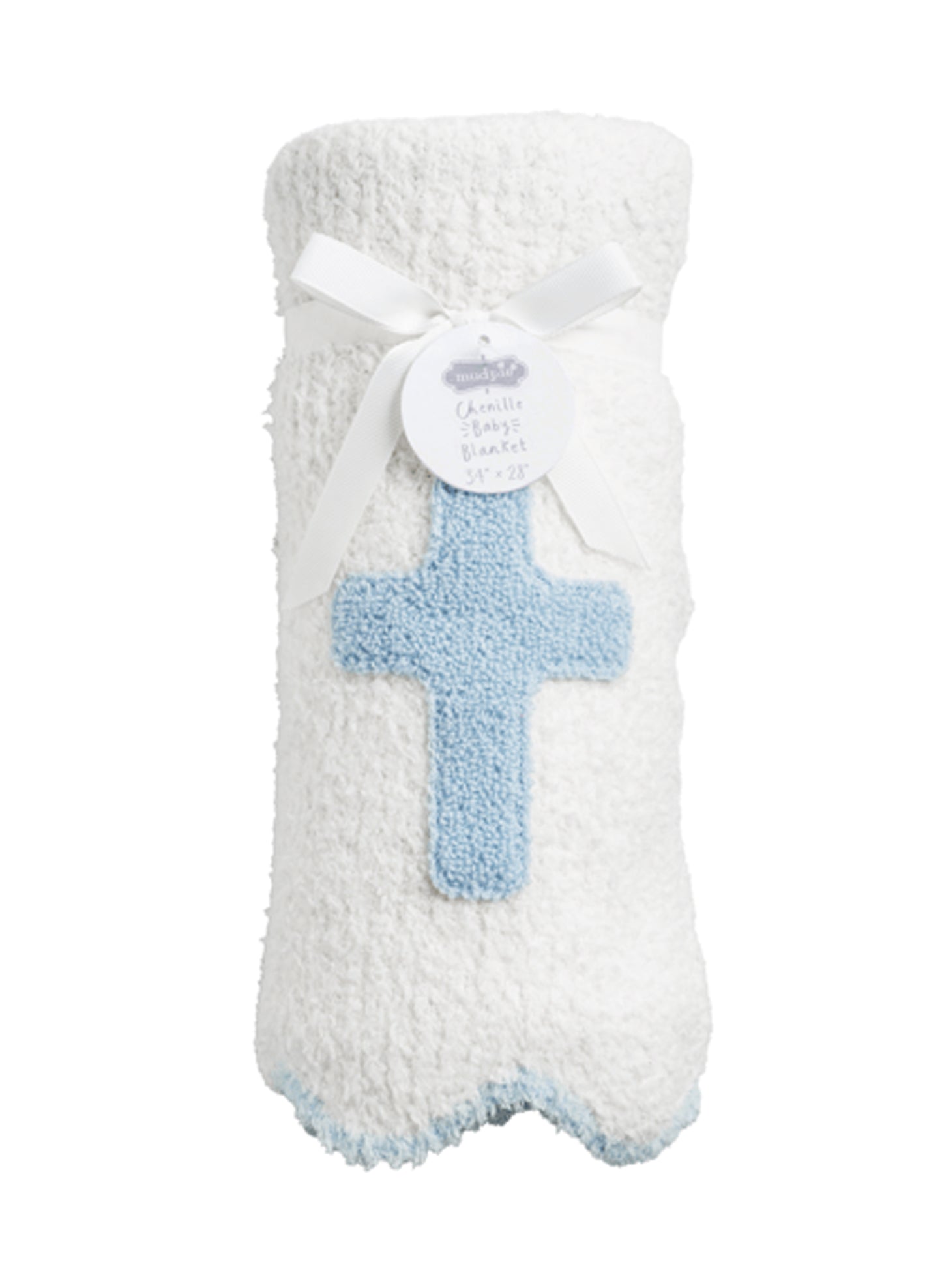 Mud Pie Blue Chenille Cross Blanket available at The Good Life Boutique