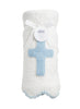 Mud Pie Blue Chenille Cross Blanket available at The Good Life Boutique