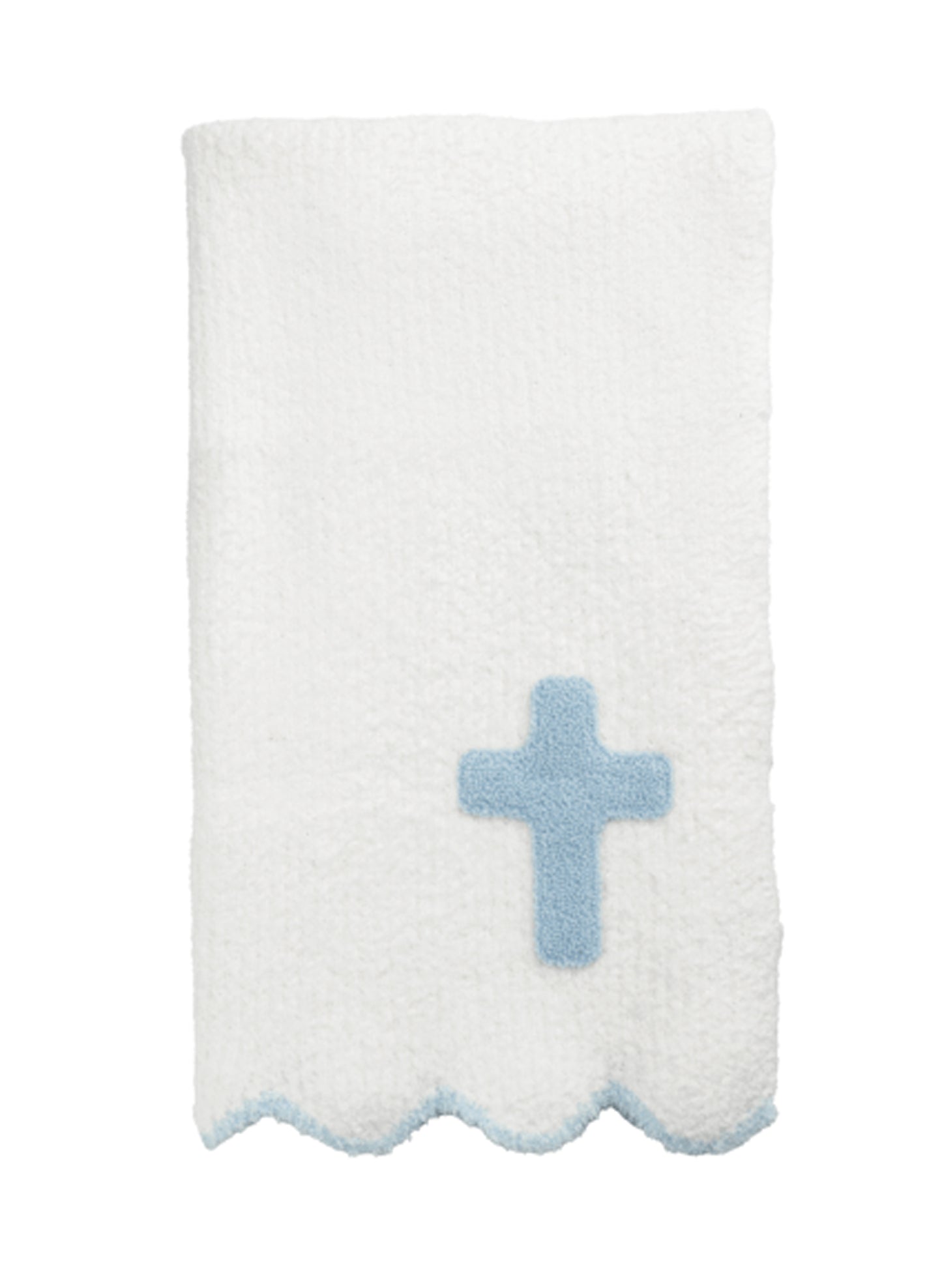Mud Pie Blue Chenille Cross Blanket available at The Good Life Boutique