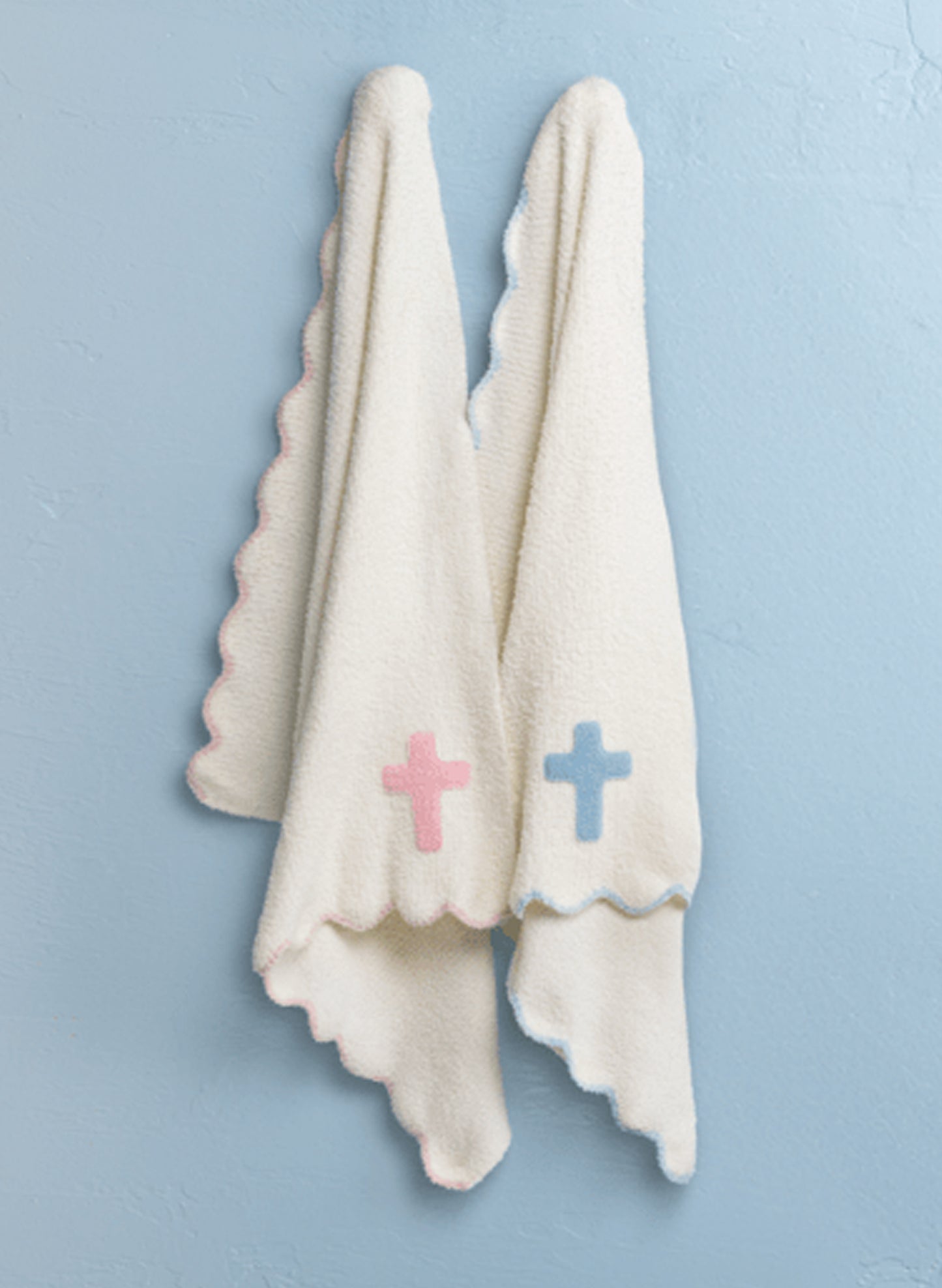 Mud Pie Blue Chenille Cross Blanket available at The Good Life Boutique