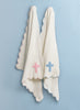 Mud Pie Pink Chenille Cross Blanket available at The Good Life Boutique