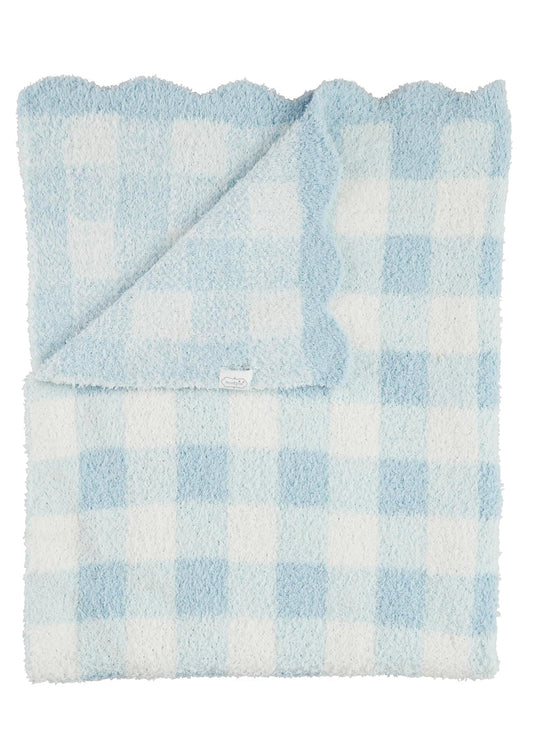 Mud Pie Blue Gingham Chenille Blanket available at The Good Life Boutique