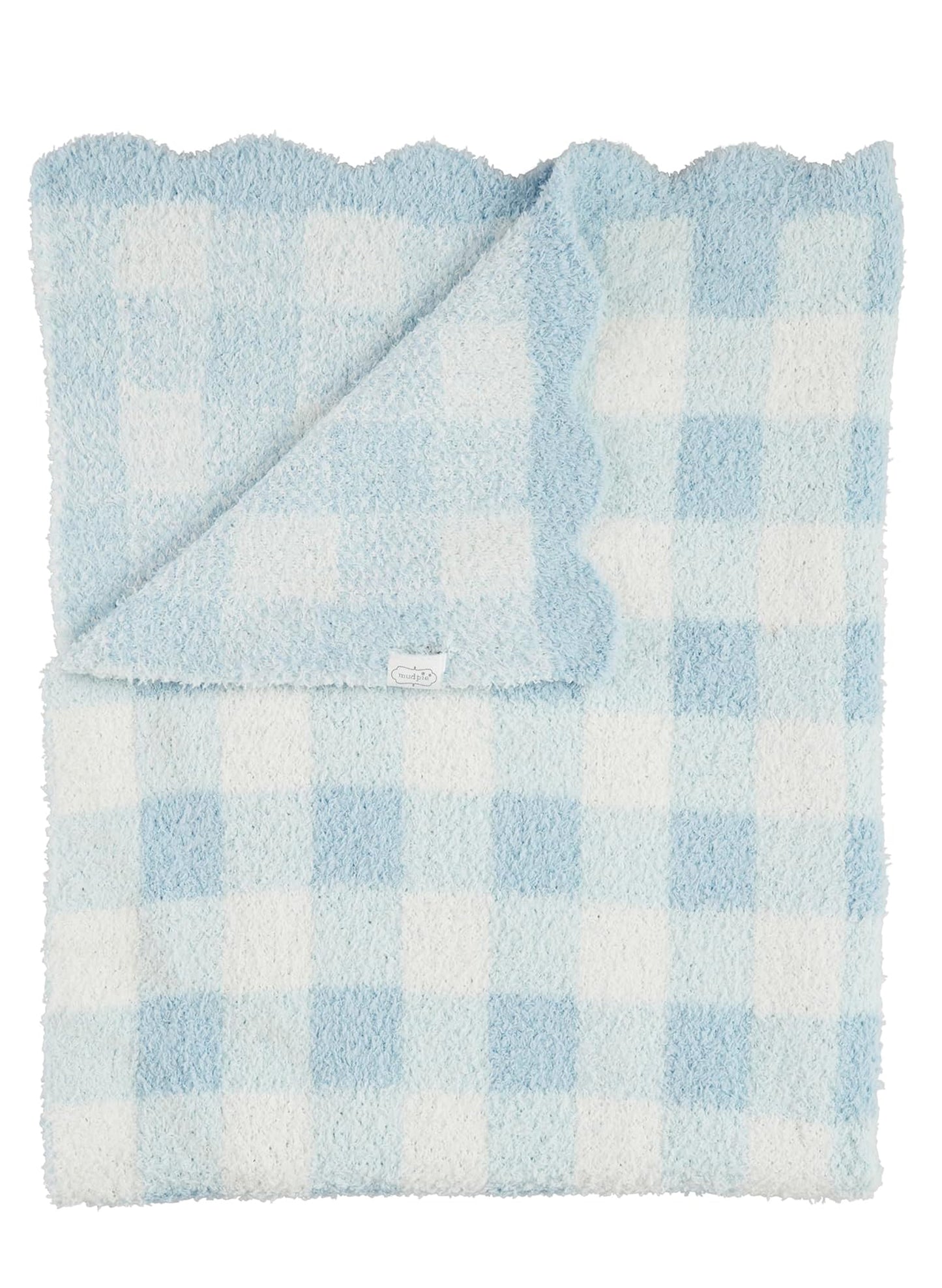 Mud Pie Blue Gingham Chenille Blanket available at The Good Life Boutique
