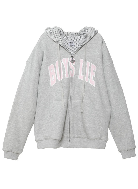 Boys Lie Boys Lie Candy Queen V2 Harley Zip Hoodie - Grey available at The Good Life Boutique