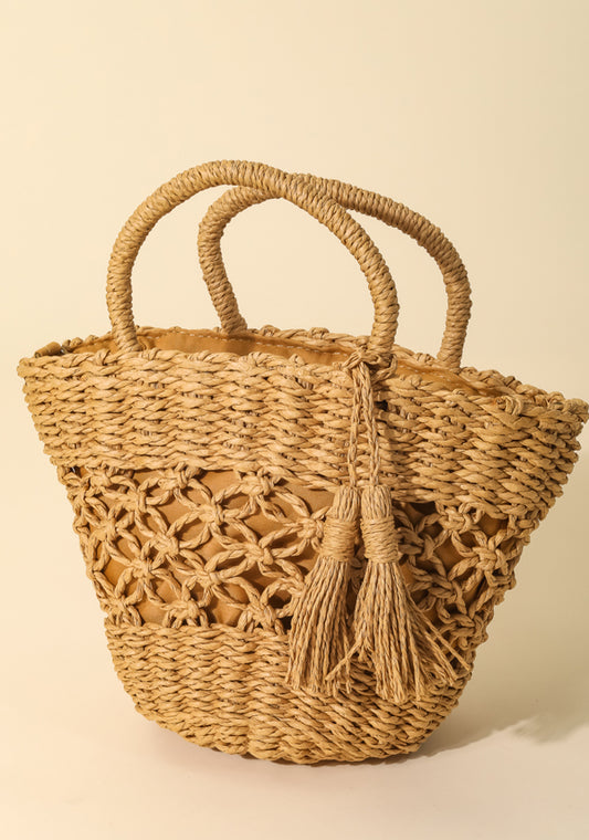 Anarchy Street Braided Beach Fashion Tote Bag - Tan available at The Good Life Boutique