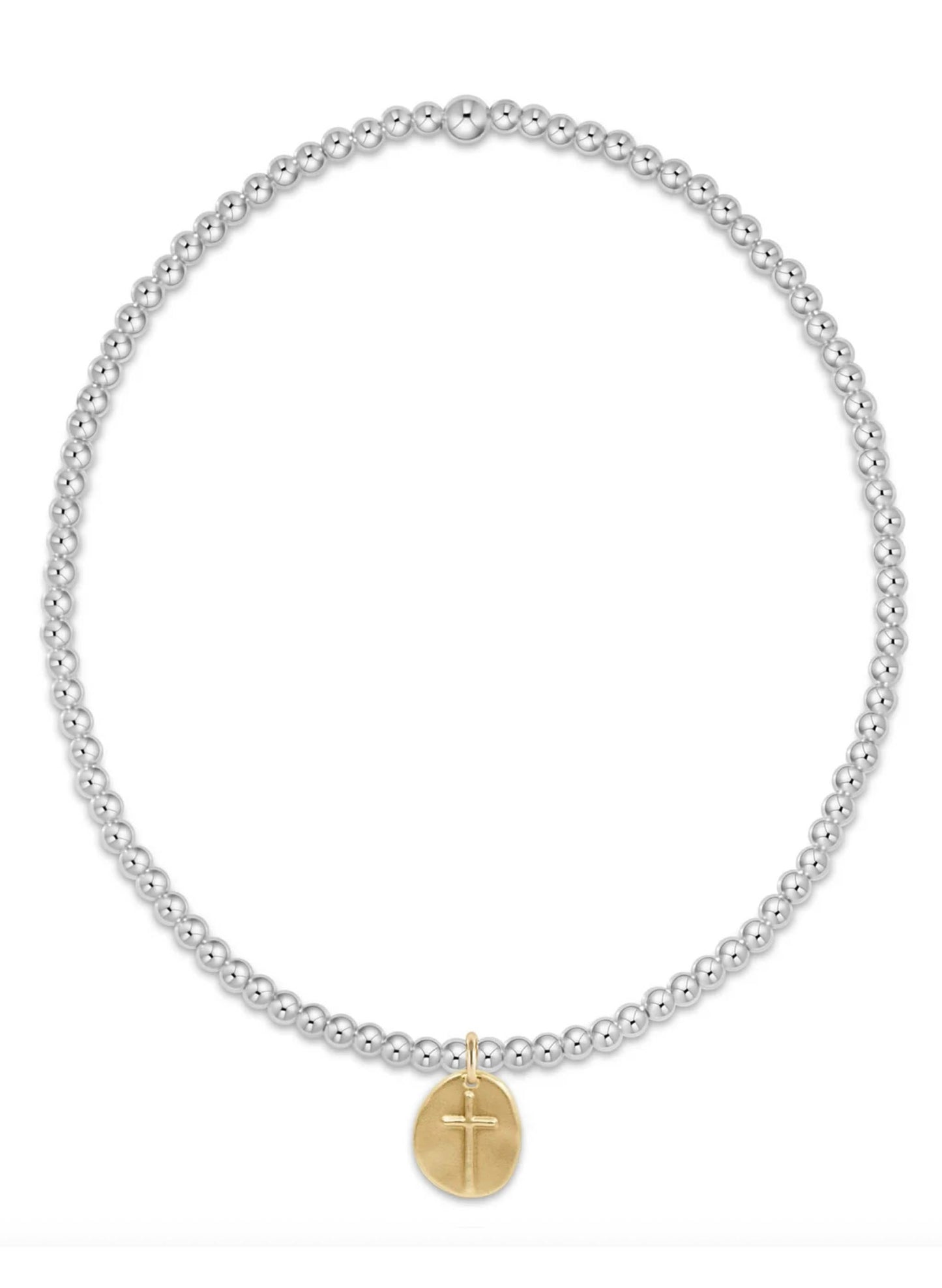 enewton design Enewton - Bright Silver Faceted Hematite 2mm Bead Bracelet - Inspire Small Gold Charm available at The Good Life Boutique