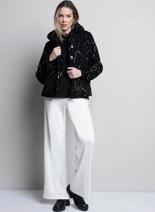 Picadilly Fashions Button-Front Hooded Fleece Jacket - Black available at The Good Life Boutique