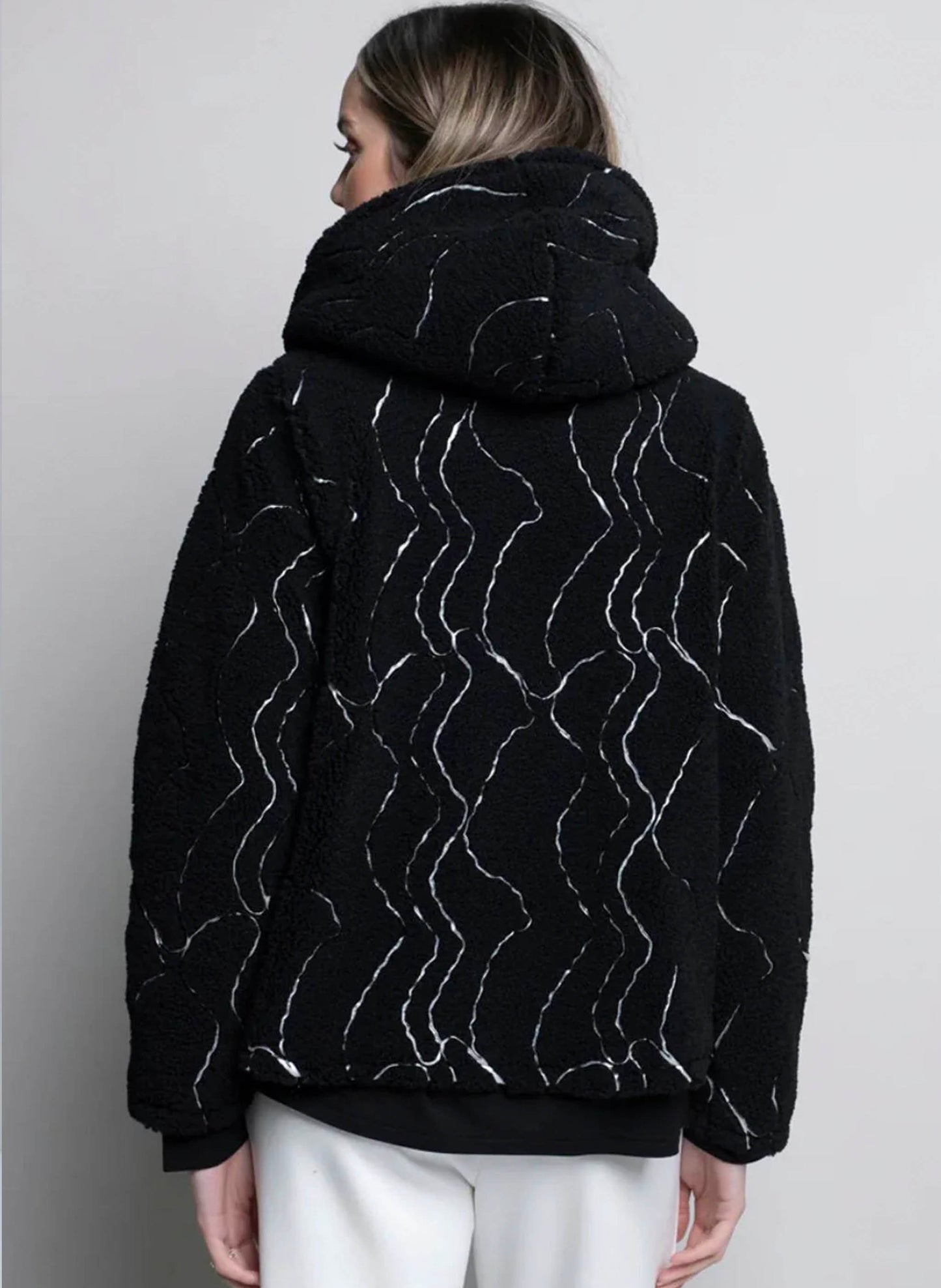 Picadilly Fashions Button-Front Hooded Fleece Jacket - Black available at The Good Life Boutique