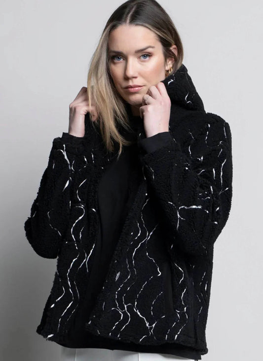 Picadilly Fashions Button-Front Hooded Fleece Jacket - Black available at The Good Life Boutique