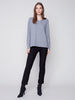 Charlie B Charlie B - V-Neck Sweater - Grey available at The Good Life Boutique