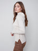 Charlie B Charlie B - Hooded Ribbed Side Detail Sweater - H-Almond available at The Good Life Boutique