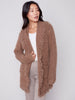 Charlie B Charlie B - Boucle Cardigan With finged Shawl Neck - Truffle available at The Good Life Boutique