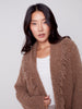 Charlie B Charlie B - Boucle Cardigan With finged Shawl Neck - Truffle available at The Good Life Boutique