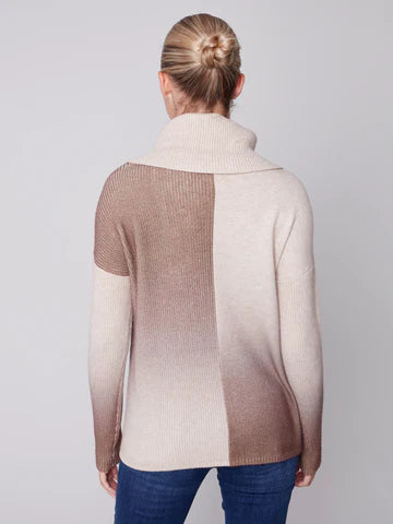 Charlie B Charlie B - Crew-Neck Drop-Shoulder Sweater w/Ombre-Truffle available at The Good Life Boutique
